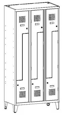 Z ajtós öltözőszekrény 6 rekeszes