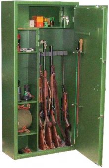 Fegyverszekrény 6 férőhelyes, polcozott- minősített