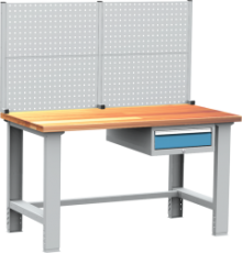 munkapad szerszámtartóval és fiókkal